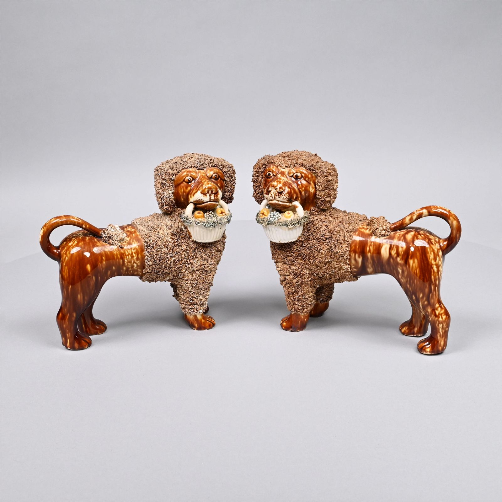 Fine Pair of Bennington Rockingham-Glazed Poodles