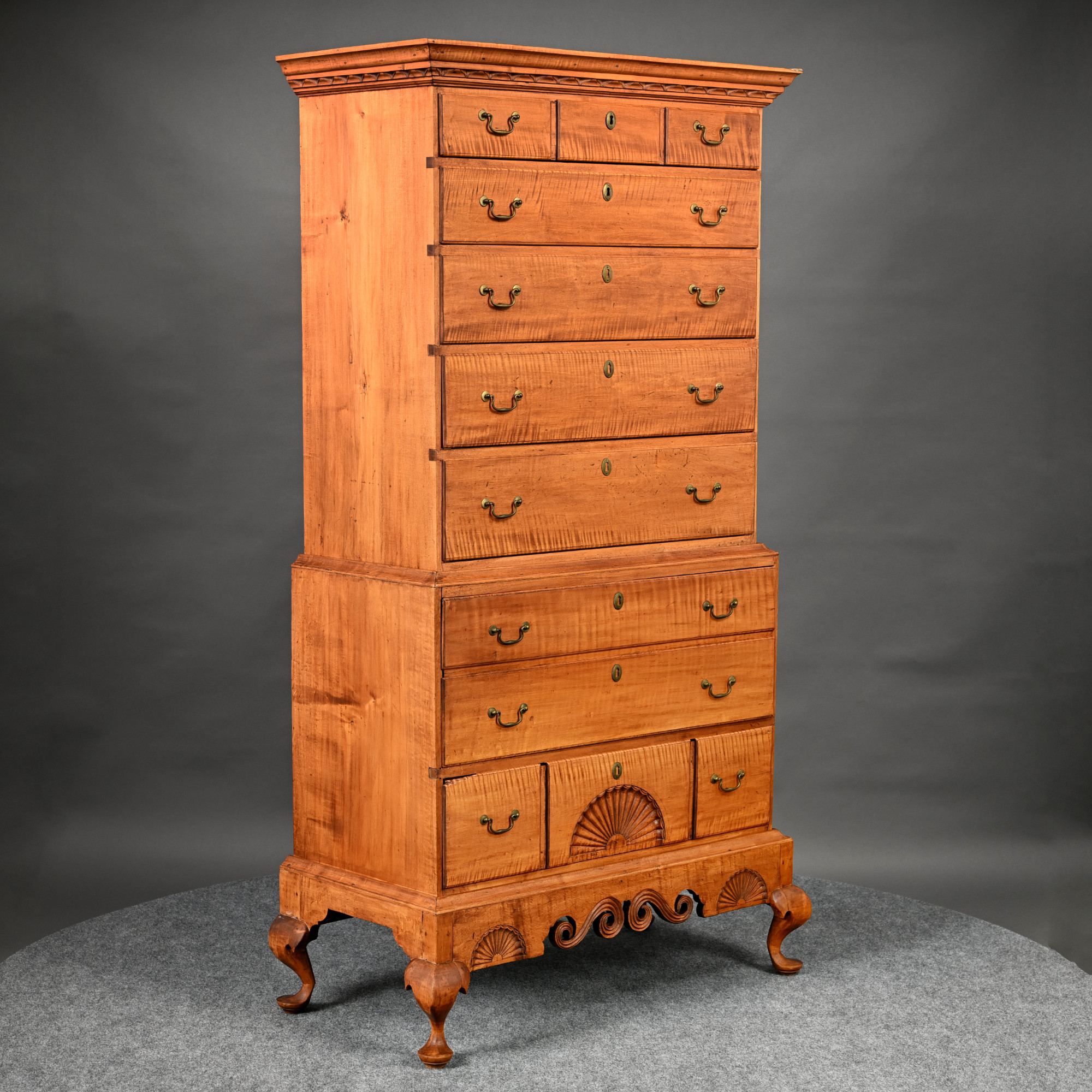 New Hampshire Maple Chest-on-Chest-on-Frame, Attributed to the Dunlap Family