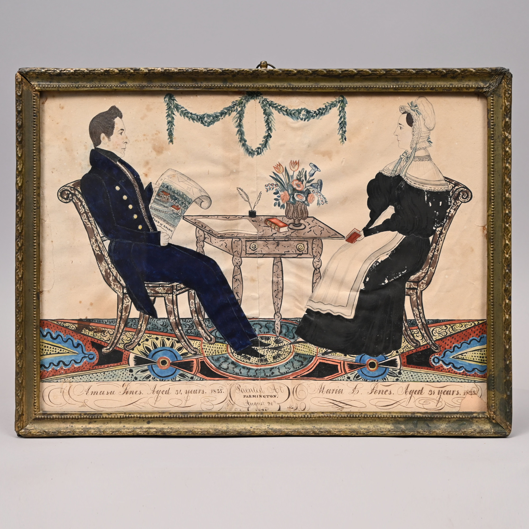 Joseph H. Davis, Rare Double Portrait of Amasu and Maria L. Jones
