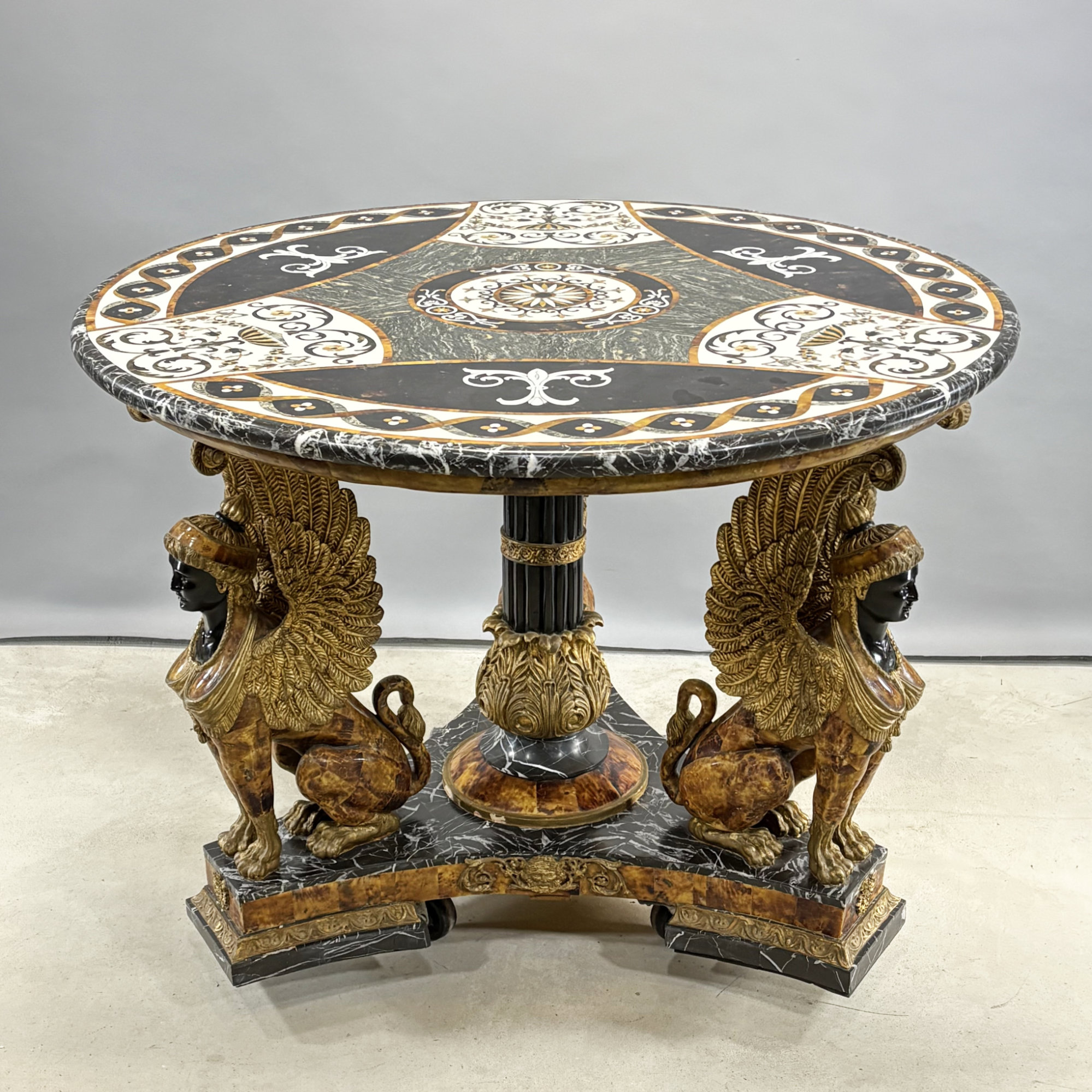 Italian Empire Style Giltwood & Marble Center Table