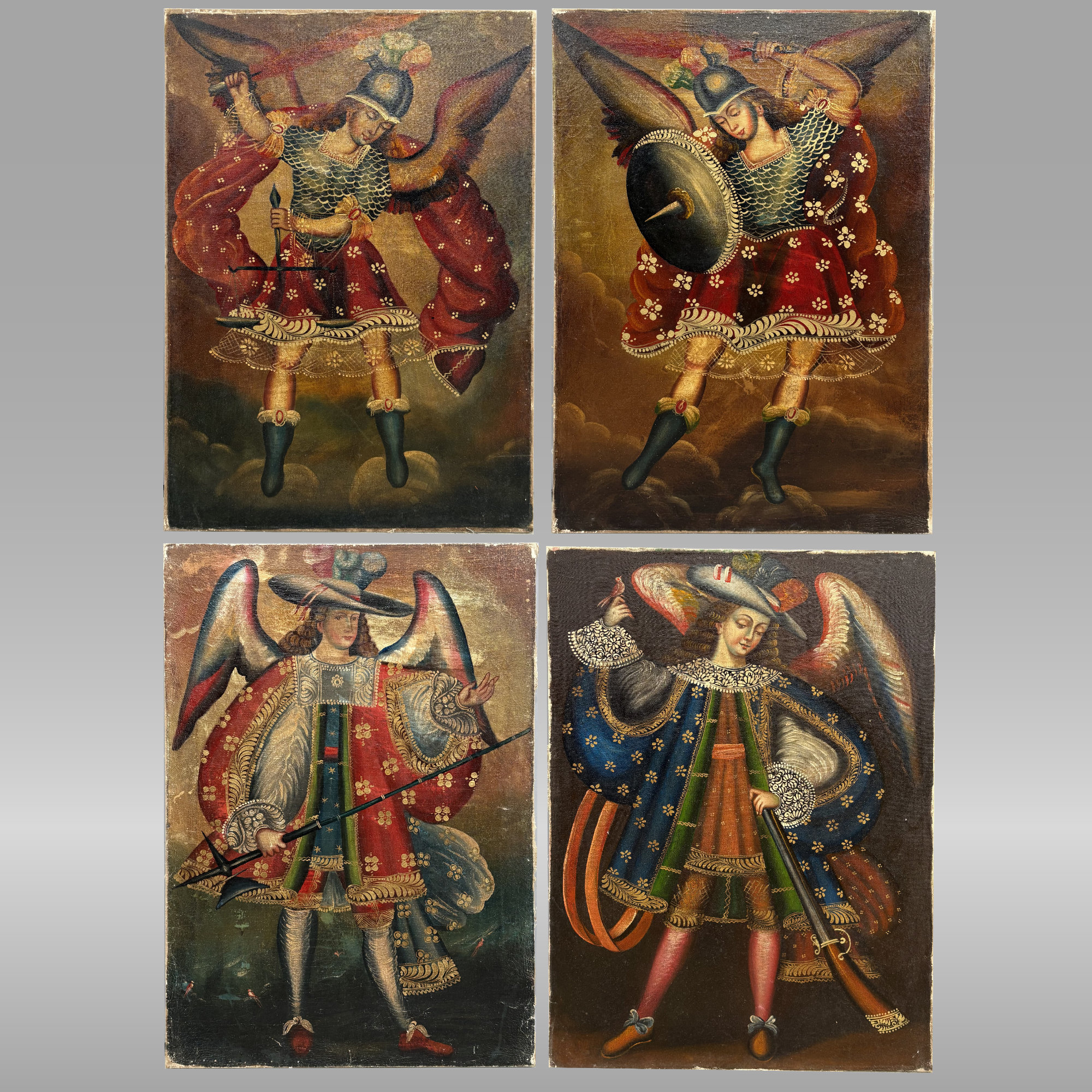 After the Cuzco School - Set of Four Archangels