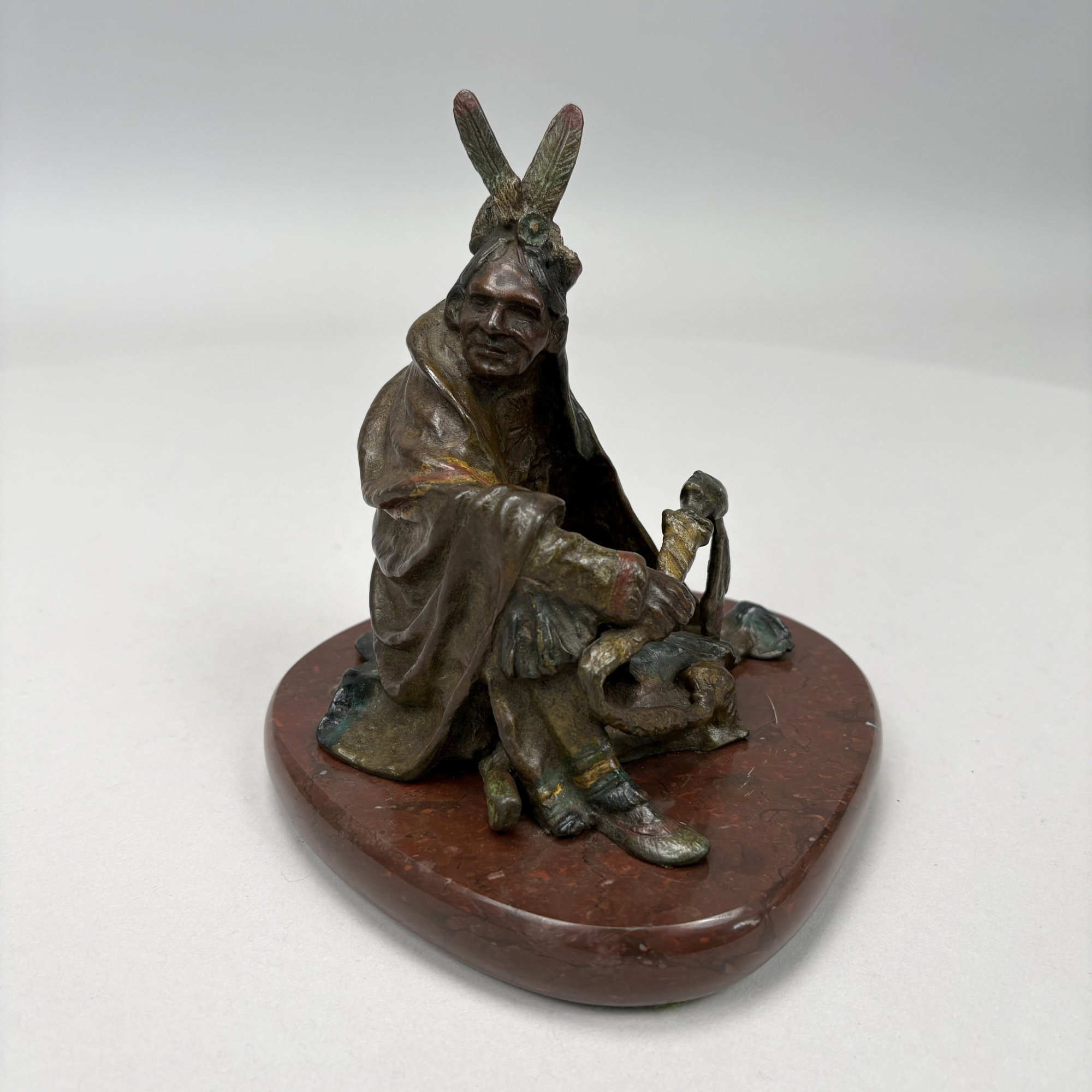 Carl Kauba - Seated Indian Shaman/ Medicine Man