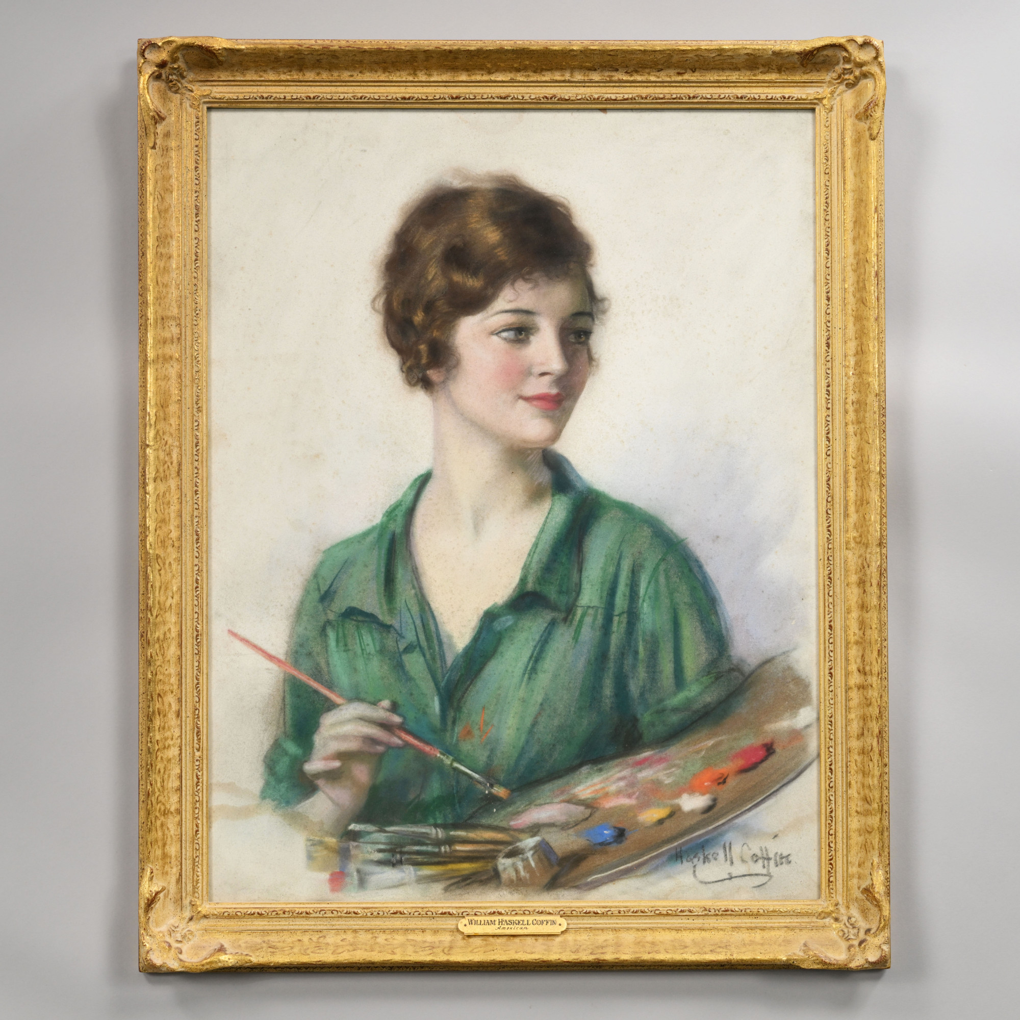 William Haskell Coffin (American, 1878-1941). Woman with Artist’s Palette: Cover Illustration for the Saturday Evening Post, April 28, 1928